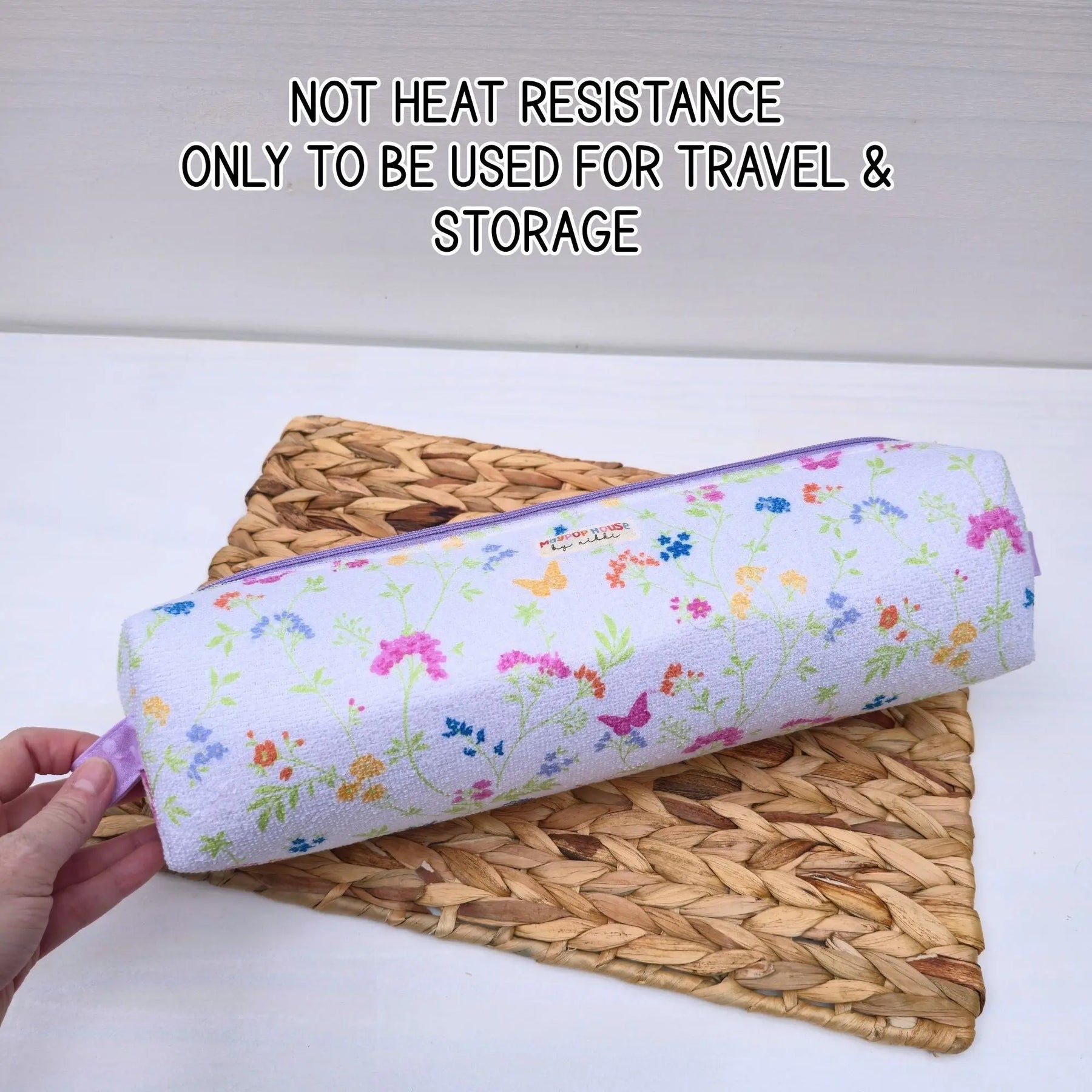 Hot Tool Storage Bag, Floral Boxy Zipper Pouch, Hair Tool Travel Case, Curling Iron Storage, Blow Dryer Organizer by Maypop House Designs, natural skincare detail photo 5