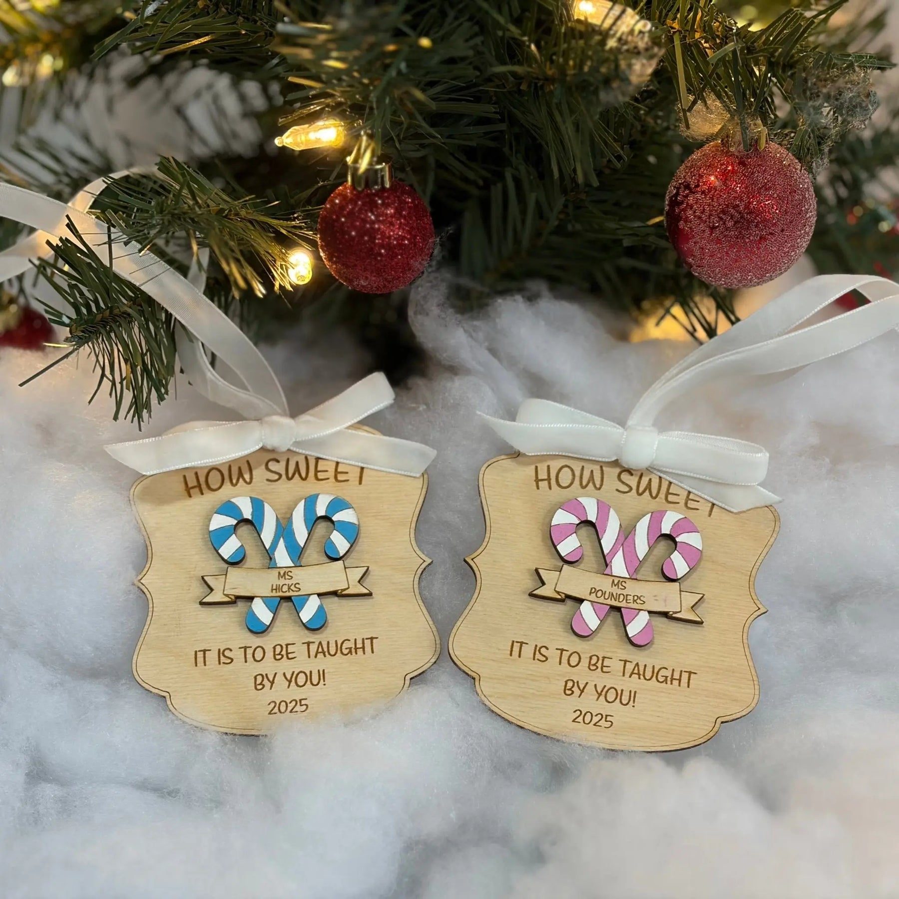 How Sweet Teacher Candy Cane Ornament by Poor Hog Customs, Southern food gift detail photo 2