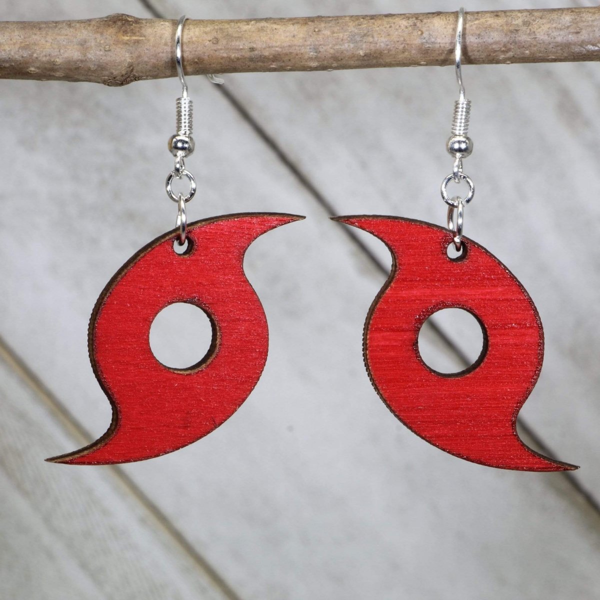 Hurricane Symbol Wooden Earrings | Weather Storm Jewelry