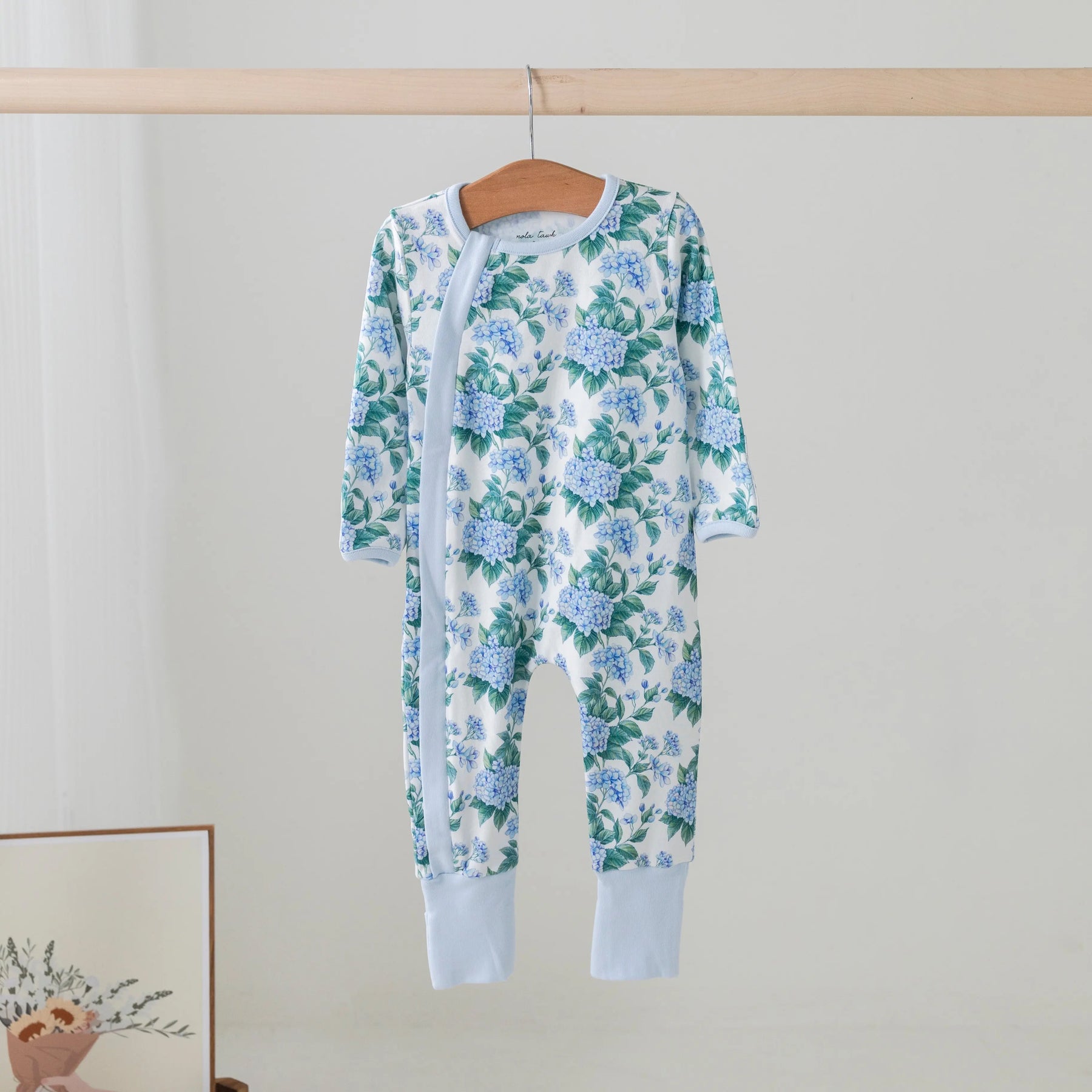 Hydrangea Heaven Organic Cotton Pajama Set by Nola Tawk, Southern food gift detail photo 2