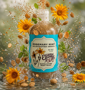 ROSEMARY MINT EXFOLIATING BODY WASH 16 oz. (with Arnica & Epsom Salt) detail view by Essential Journeys