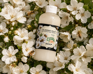 ALMOND MILK with WILDCRAFTED ARNICA Liquid Hand & Body Soap 8 oz. detail view by Essential Journeys