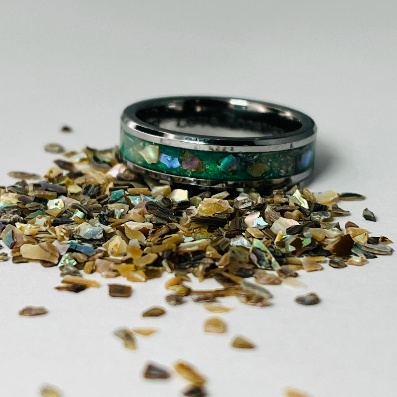The Abalone & Ashes Memorial Ring by Cotton Street Art Company, handmade jewelry detail photo 3