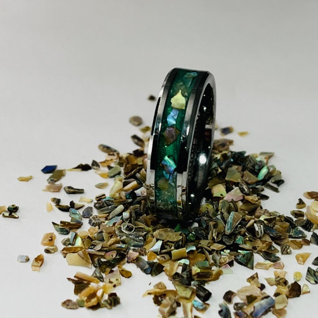 The Abalone & Ashes Memorial Ring by Cotton Street Art Company, handmade jewelry detail photo 4