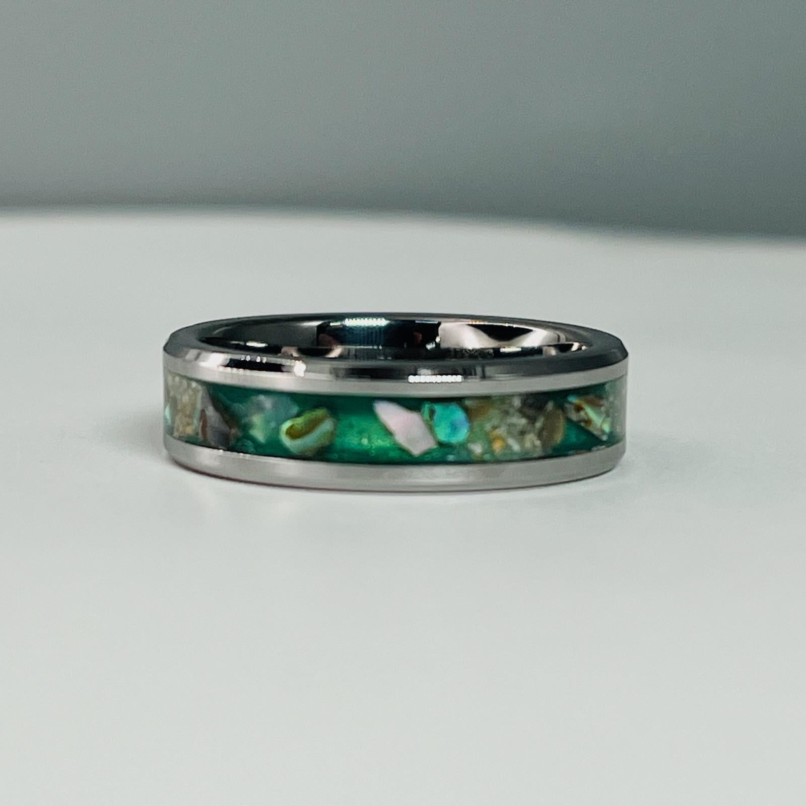 The Abalone & Ashes Memorial Ring by Cotton Street Art Company, handmade jewelry detail photo 5