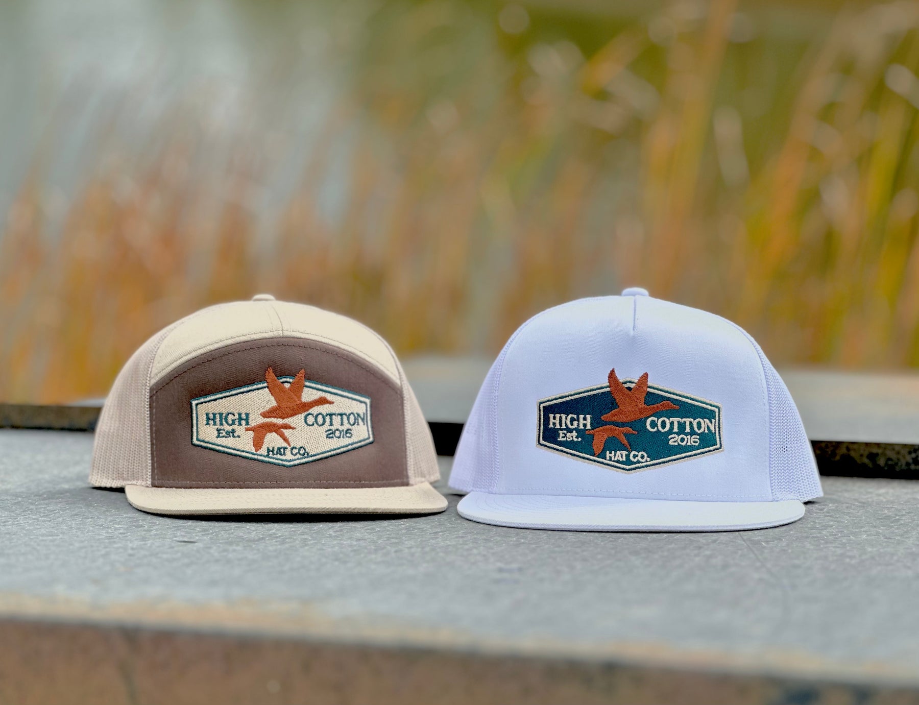 Alternate view of Duck Patch White Flat Bill Hat by High Cotton Hat Co