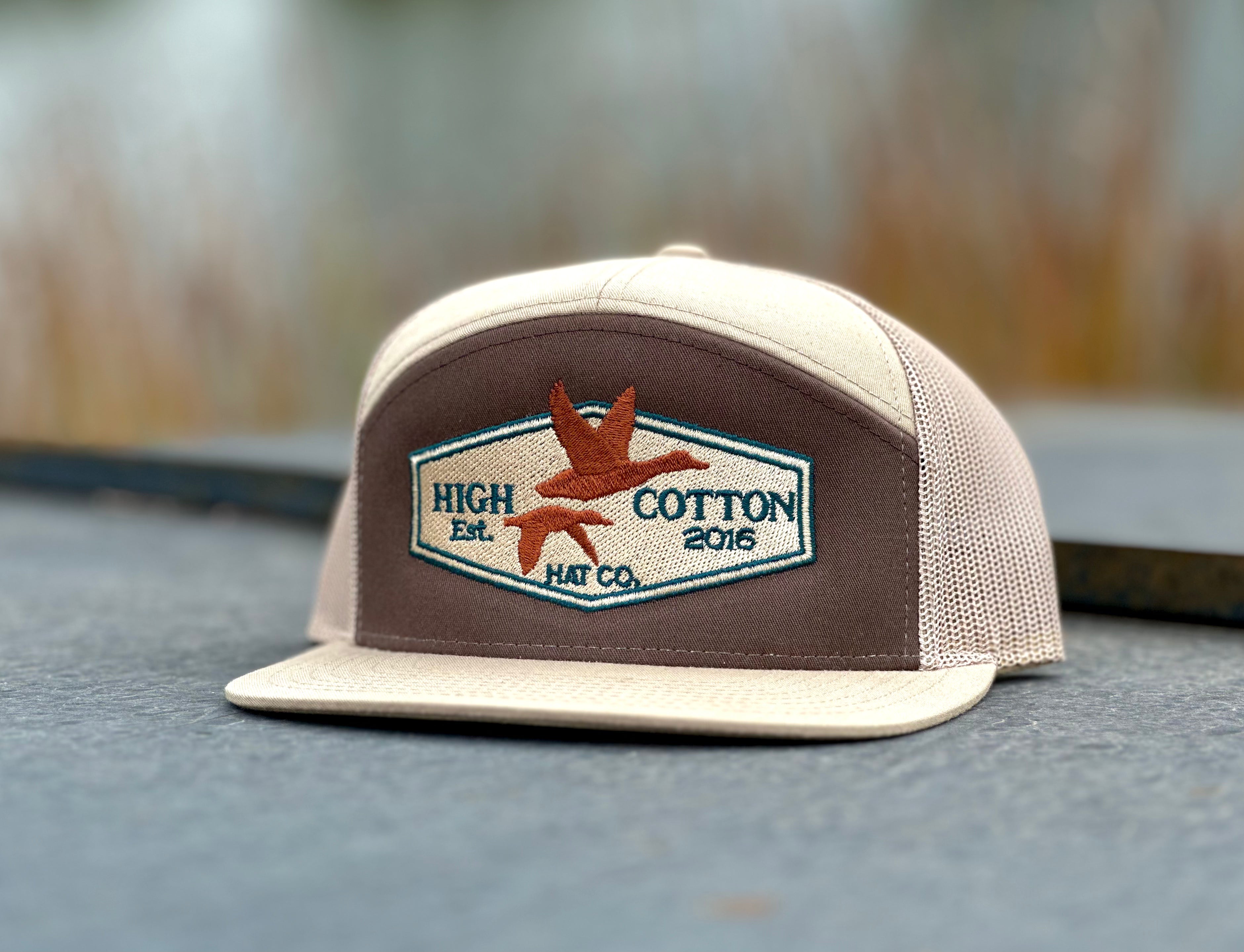 Duck Patch Brown/Khaki 7-Panel Hat by High Cotton Hat Co in Texas