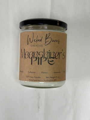 Moonshiner’s Pipe tobacco, brandy and oak soy candle