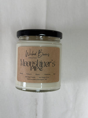 Moonshiner’s Pipe tobacco, brandy and oak soy candle