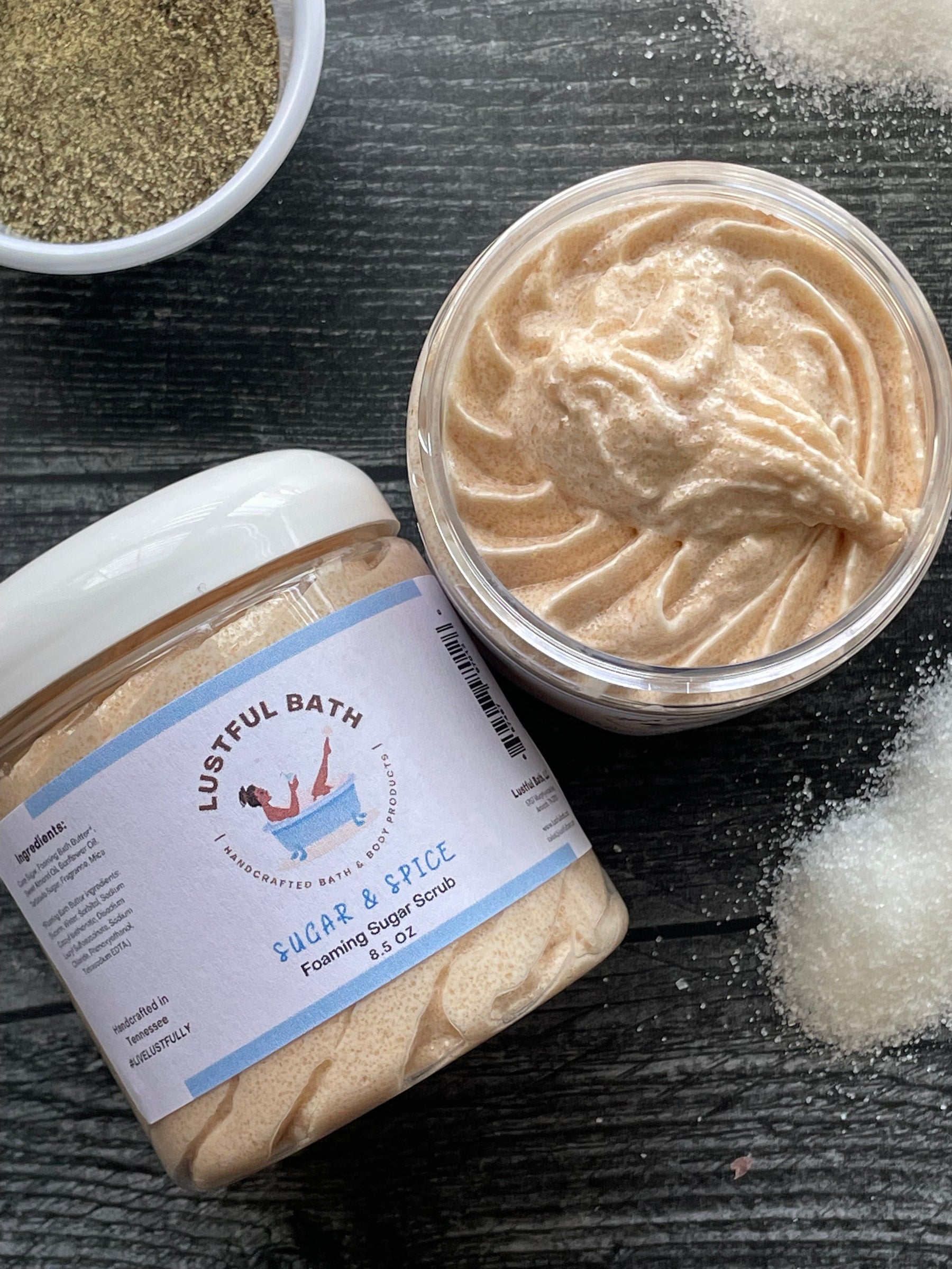 Foaming Sugar Scrub by Lustful Bath, LLC, Southern food gift detail photo 11
