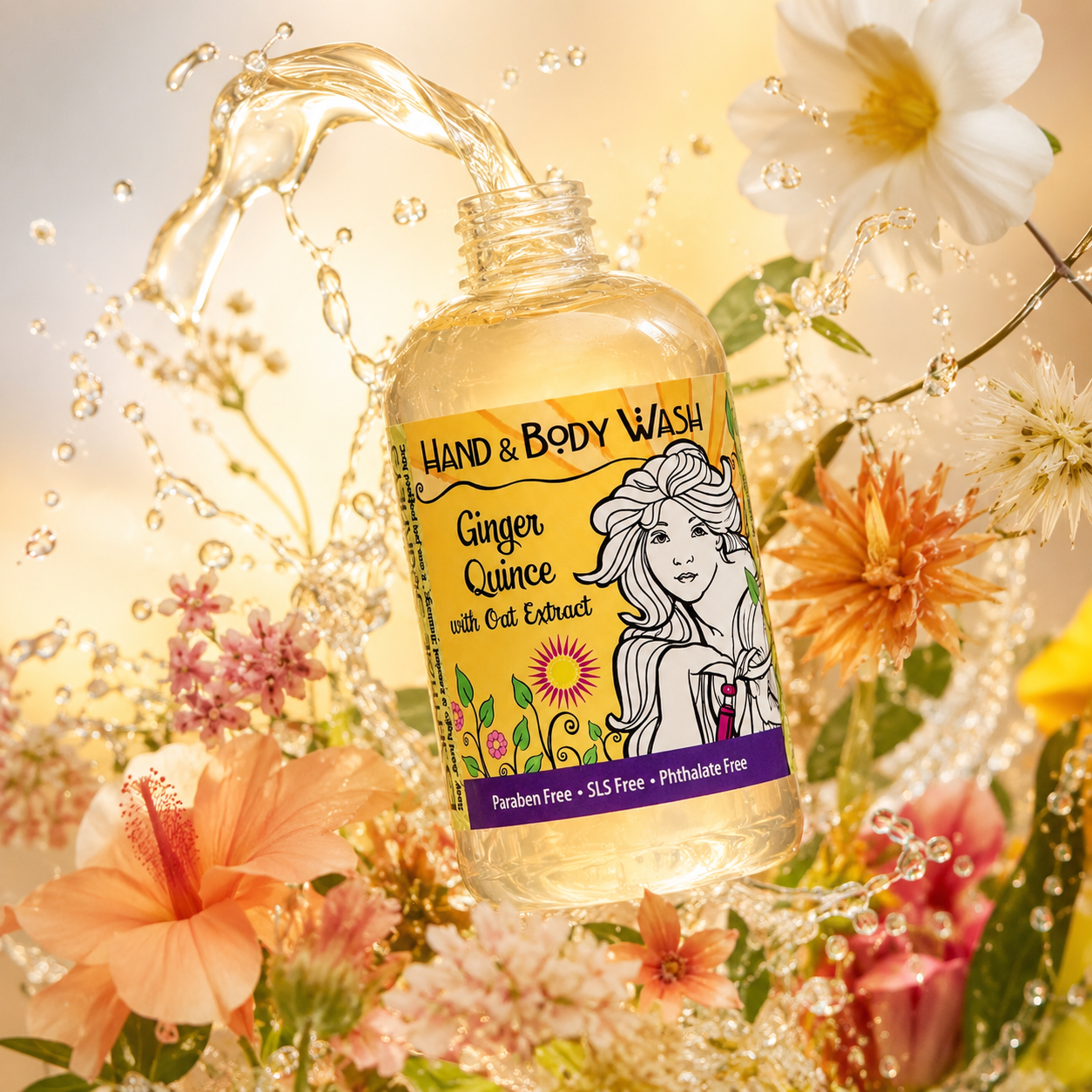 Ginger Quince Liquid Hand & Body Soap 8 oz. detail view by Essential Journeys