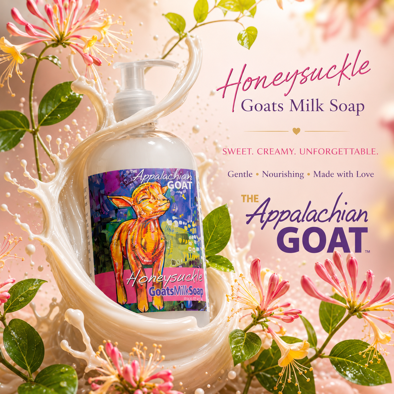 LIQUID SOAP - HONEYSUCKLE GOATS MILK 16 oz. detail view by Essential Journeys