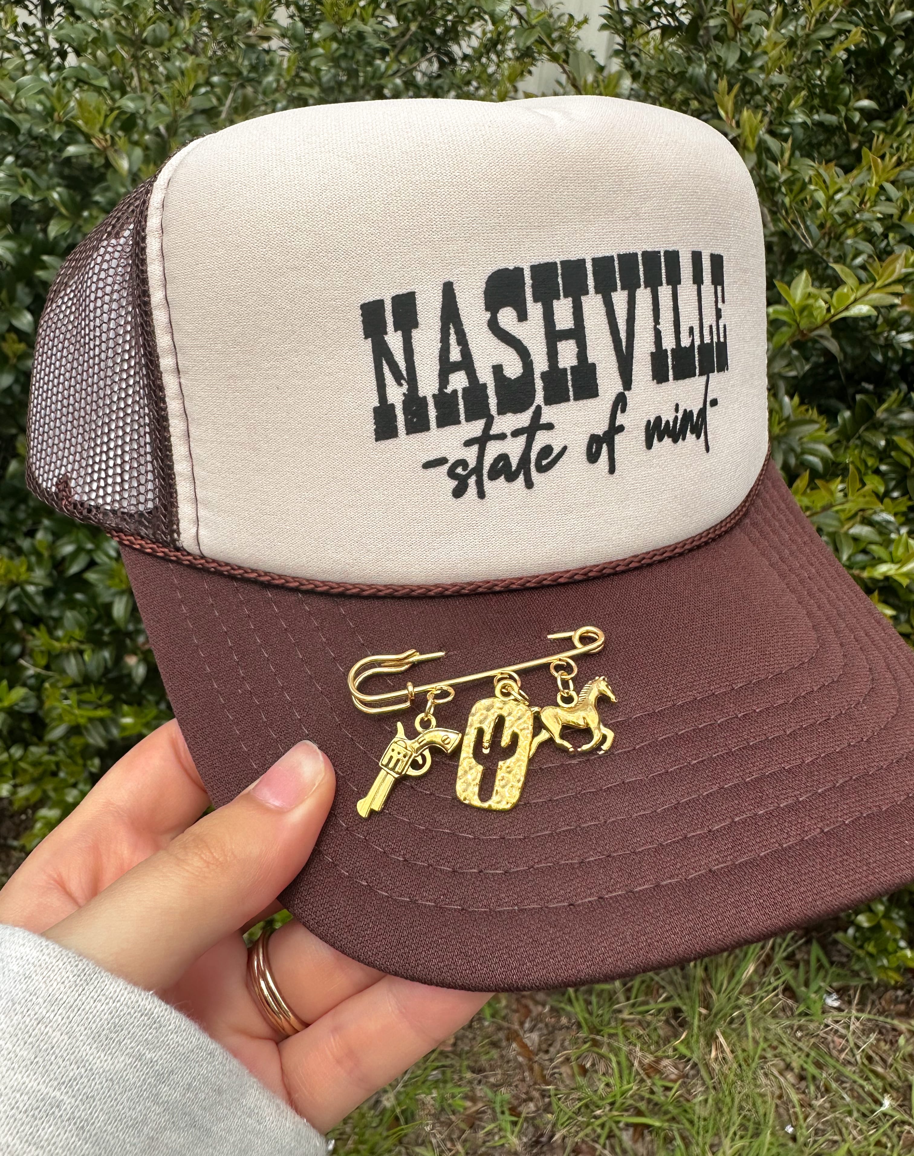 Nashville Tan/ Brown Trucker detail view by Southern Bliss Company