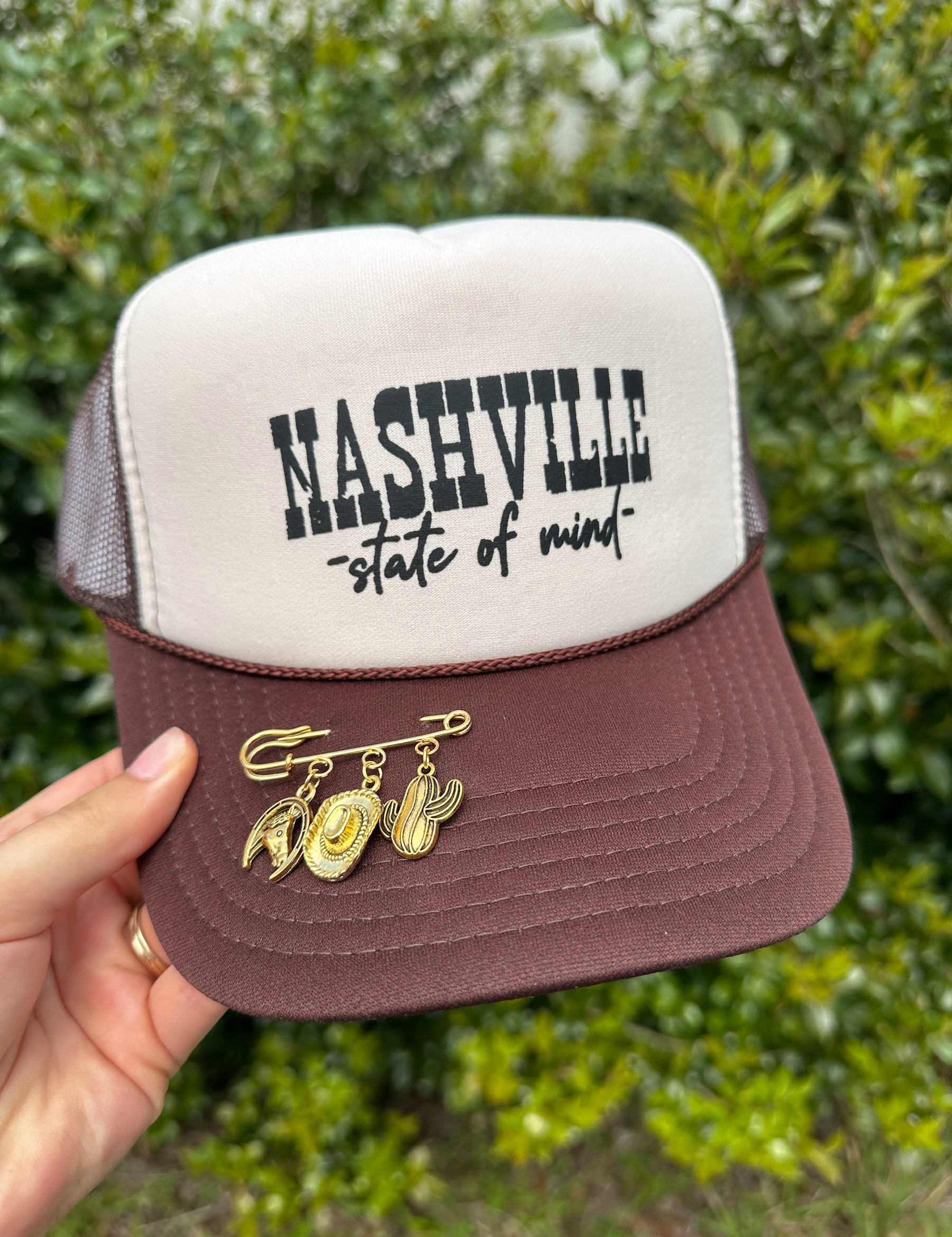 Nashville Tan/ Brown Trucker detail view by Southern Bliss Company