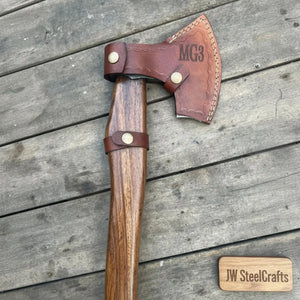 Viking Bearded Axe Damascus head Wood Handle by JW SteelCrafts, Southern handmade gift detail photo 4