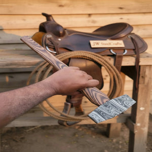 Octagonal Damascus Drilling Hammer with Natural Wood Handle by JW SteelCrafts