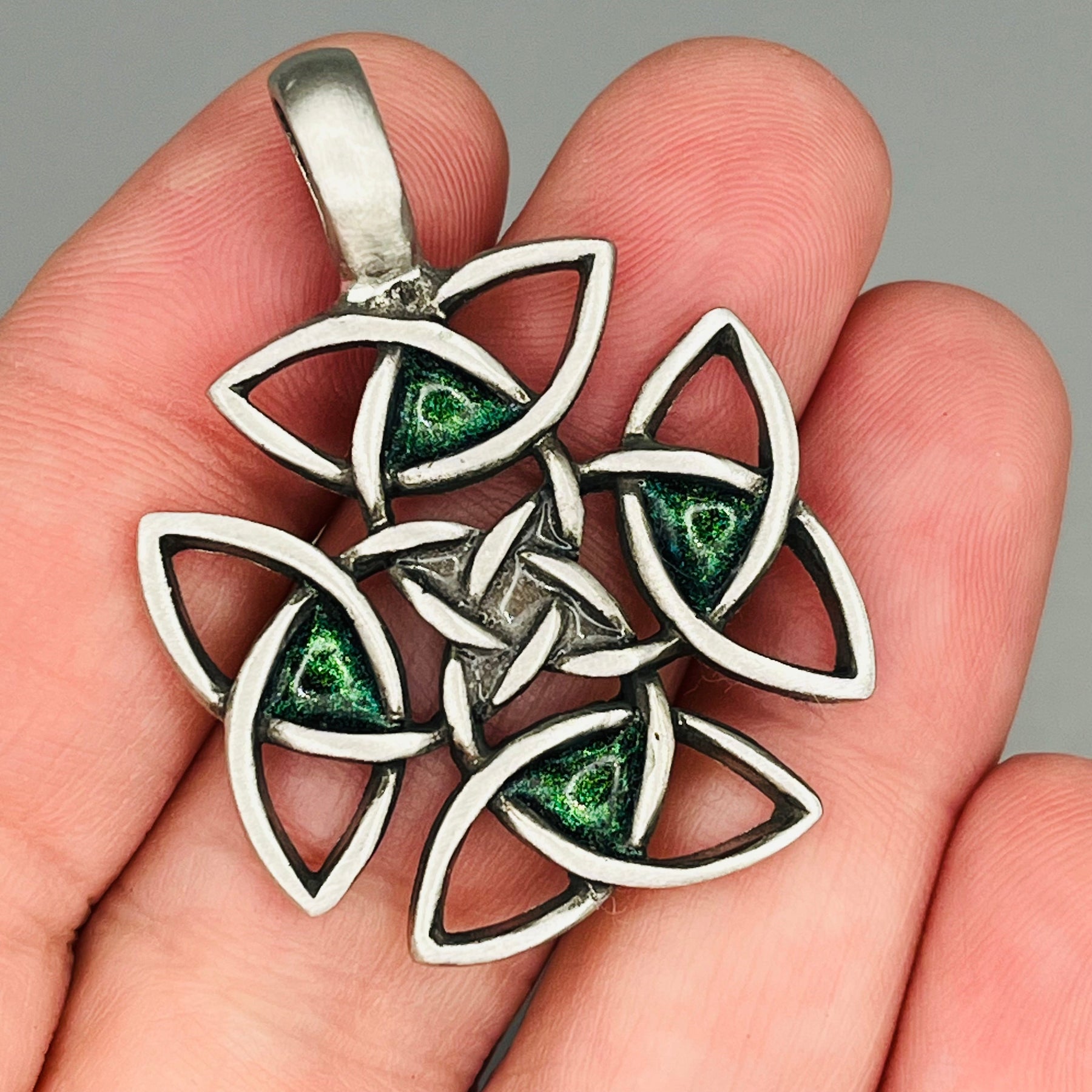 Celtic Memory Knot - Antiqued Pewter Memorial Pendant by Cotton Street Art Company, handmade jewelry detail photo 5