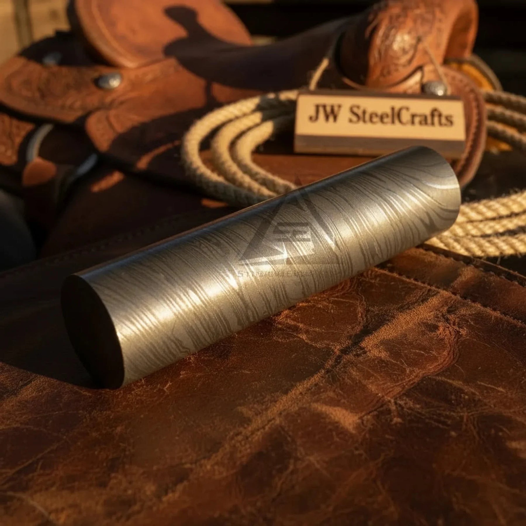 Damascus Steel Round Bar for Knife Making by JW SteelCrafts