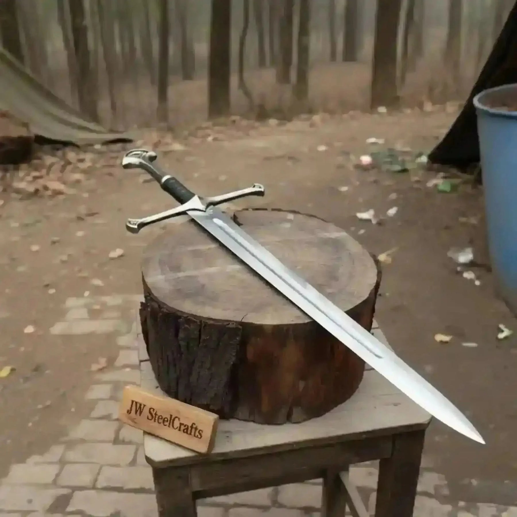 Handmade Crusader Sword in Polished Steel with Medieval Crossguard by JW SteelCrafts