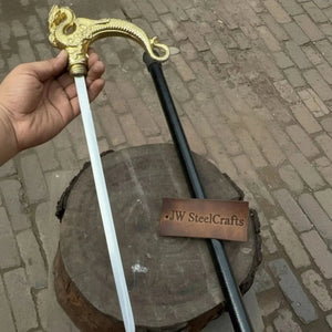 Handmade Pirate Officer Sword with Ornate Dragon Handle detail view by JW SteelCrafts