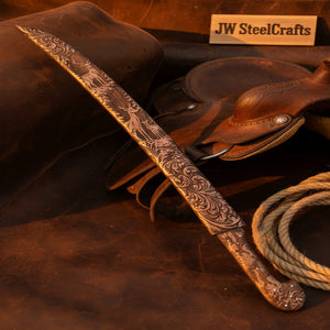 Handmade Shashka Sword 24” – Caucasian Saber Style Curved Blade with Engraved Scabbard detail view by JW SteelCrafts