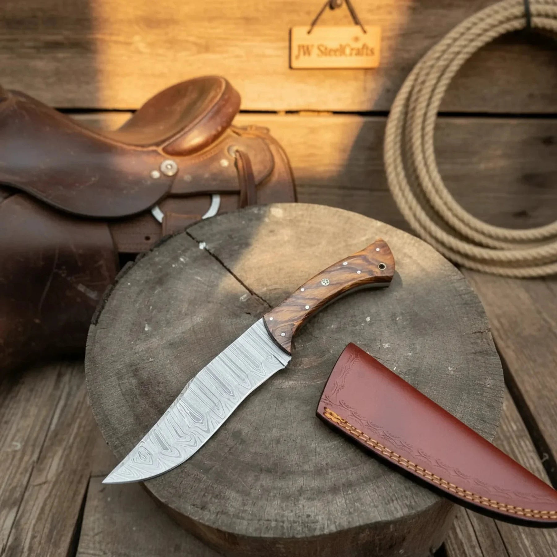 Professional Carving Knife 6 Inch Blade Wooden Handle Tool by JW SteelCrafts