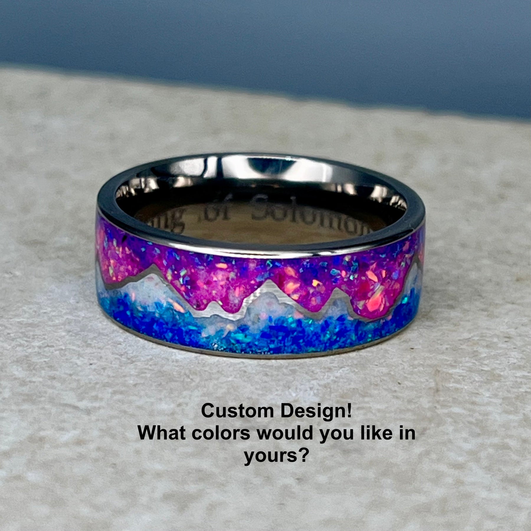 Mountains of Fire & Ice Ring - Titanium Ring by Cotton Street Art Company, handmade jewelry detail photo 3