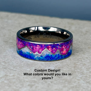 Mountains of Fire & Ice Ring - Titanium Ring by Cotton Street Art Company, handmade jewelry detail photo 3