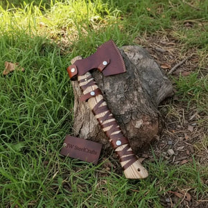 Handmade Viking Axe Carbon Steel Head with Engraved Handle 22 Inch detail view by JW SteelCrafts
