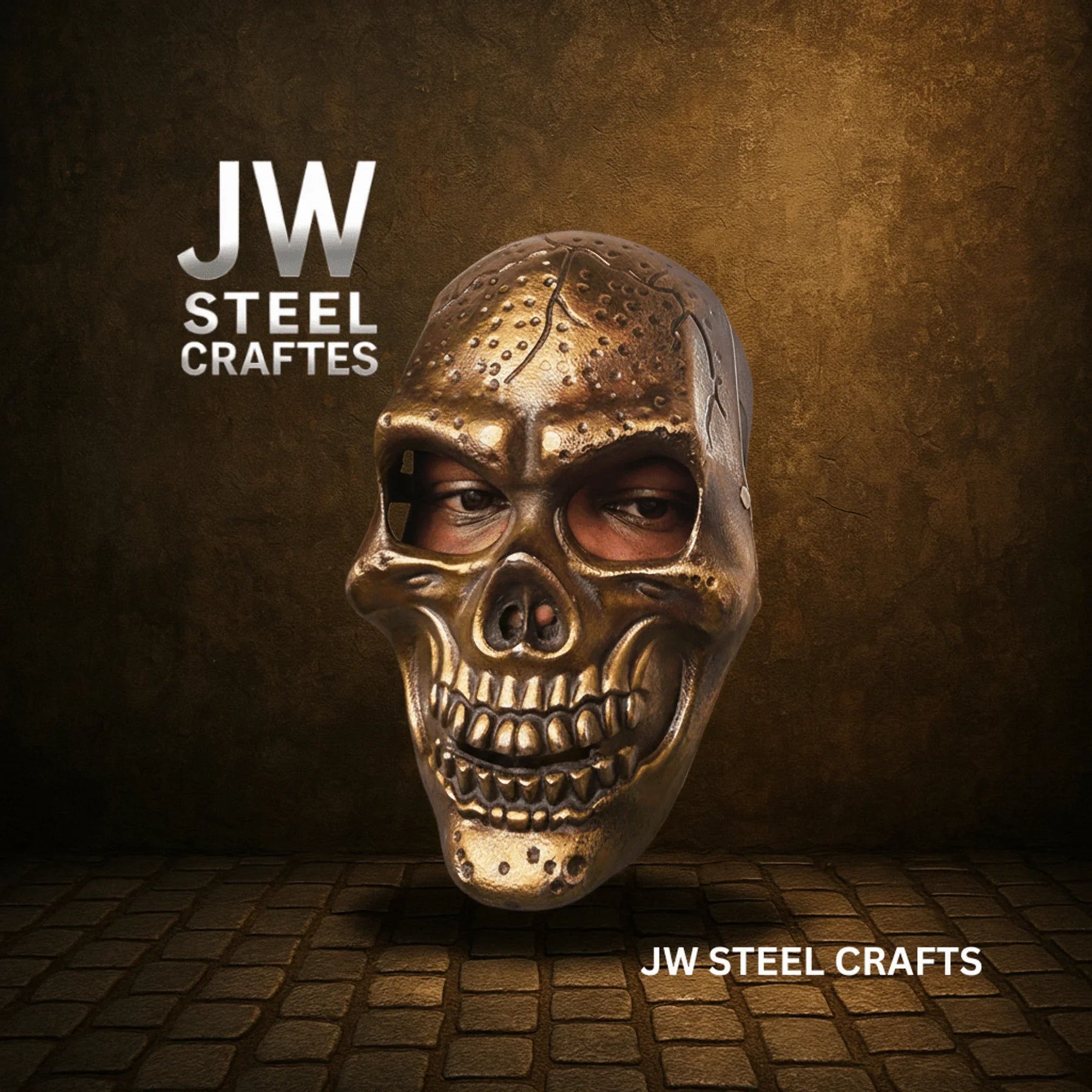 Handcrafted Metal Skull Mask: Choose Copper, Chrome or Antique Finish by JW SteelCrafts
