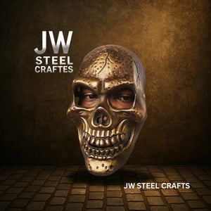 Handcrafted Metal Skull Mask: Choose Copper, Chrome or Antique Finish by JW SteelCrafts
