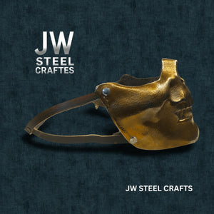 Handmade Metallic Half Face Mask | Golden Cast Art Mask for Display detail view by JW SteelCrafts