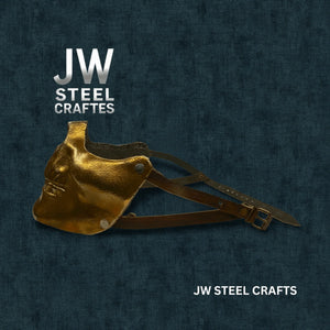 Handmade Metallic Half Face Mask | Golden Cast Art Mask for Display detail view by JW SteelCrafts