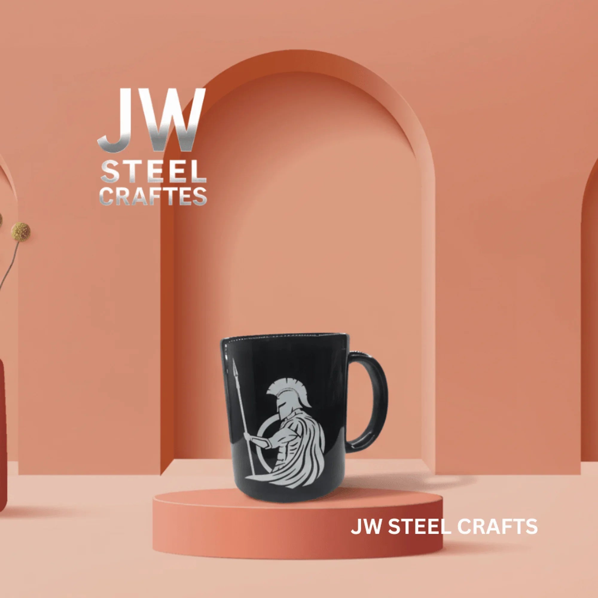 Spartan Warrior Mug | Black Ceramic Coffee Cup | JW SteelCrafts by JW SteelCrafts