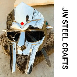 Polished Gladiator Face Mask | Handcrafted Metal Decorative Helmet Art by JW SteelCrafts