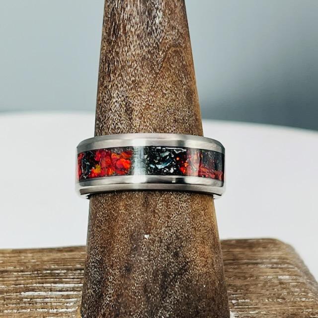 The Cosmic Phoenix Memorial Ring by Cotton Street Art Company, handmade jewelry detail photo 6