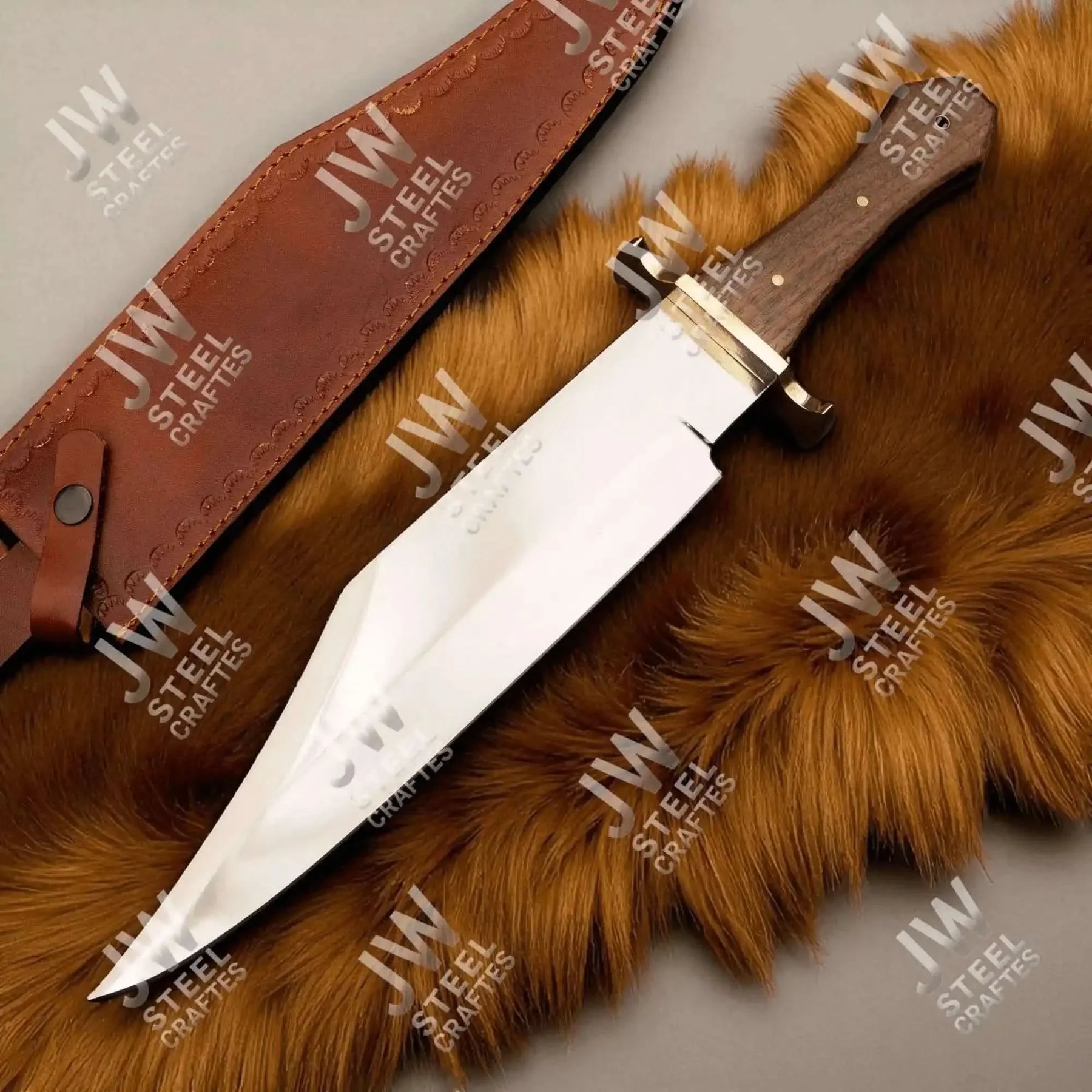 Handmade Carbon Steel Frontier Bowie Knife with Rosewood Handle | JW SteelCrafts by JW SteelCrafts