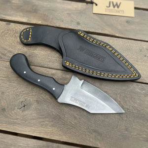 Handmade Tanto Hunting Knife with Black Micarta Handle by JW SteelCrafts, Damascus knife detail photo 3