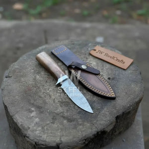 Handmade 7 Inch Damascus Outdoor Utility Knife Multiple Handle Options by JW SteelCrafts