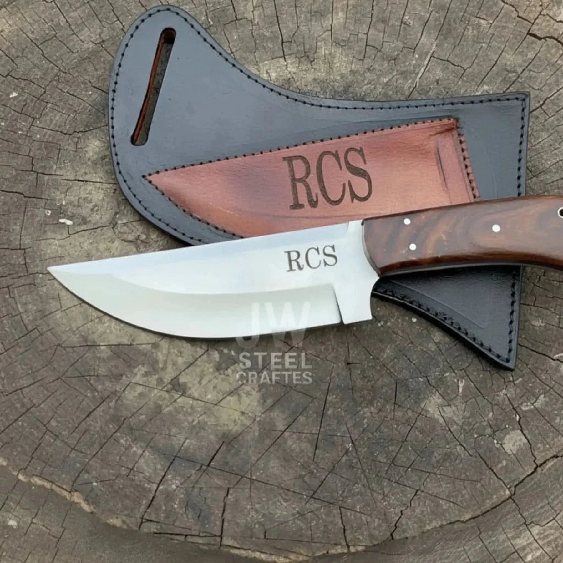 Custom Engraved Stainless Steel Outdoor Knife with Walnut Handle | JW SteelCrafts by JW SteelCrafts