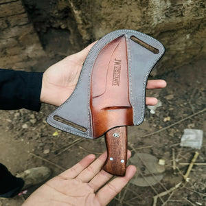 Fixed Blade Hunting Knife – Walnut Wood / Ram Horn Handle Options detail view by JW SteelCrafts
