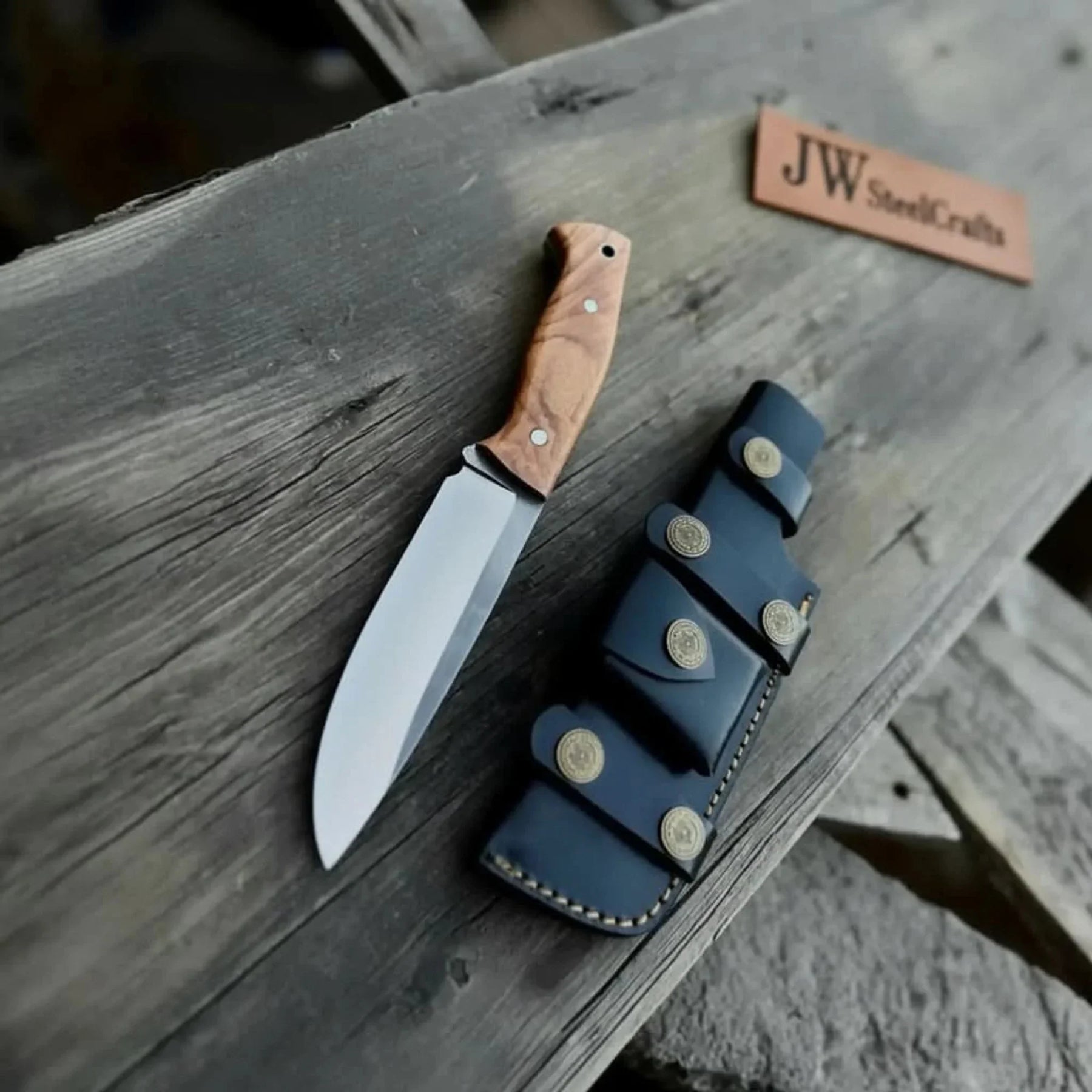 Handcrafted Hunting Knife Walnut Wood or Black Micarta Handle Full Tang by JW SteelCrafts