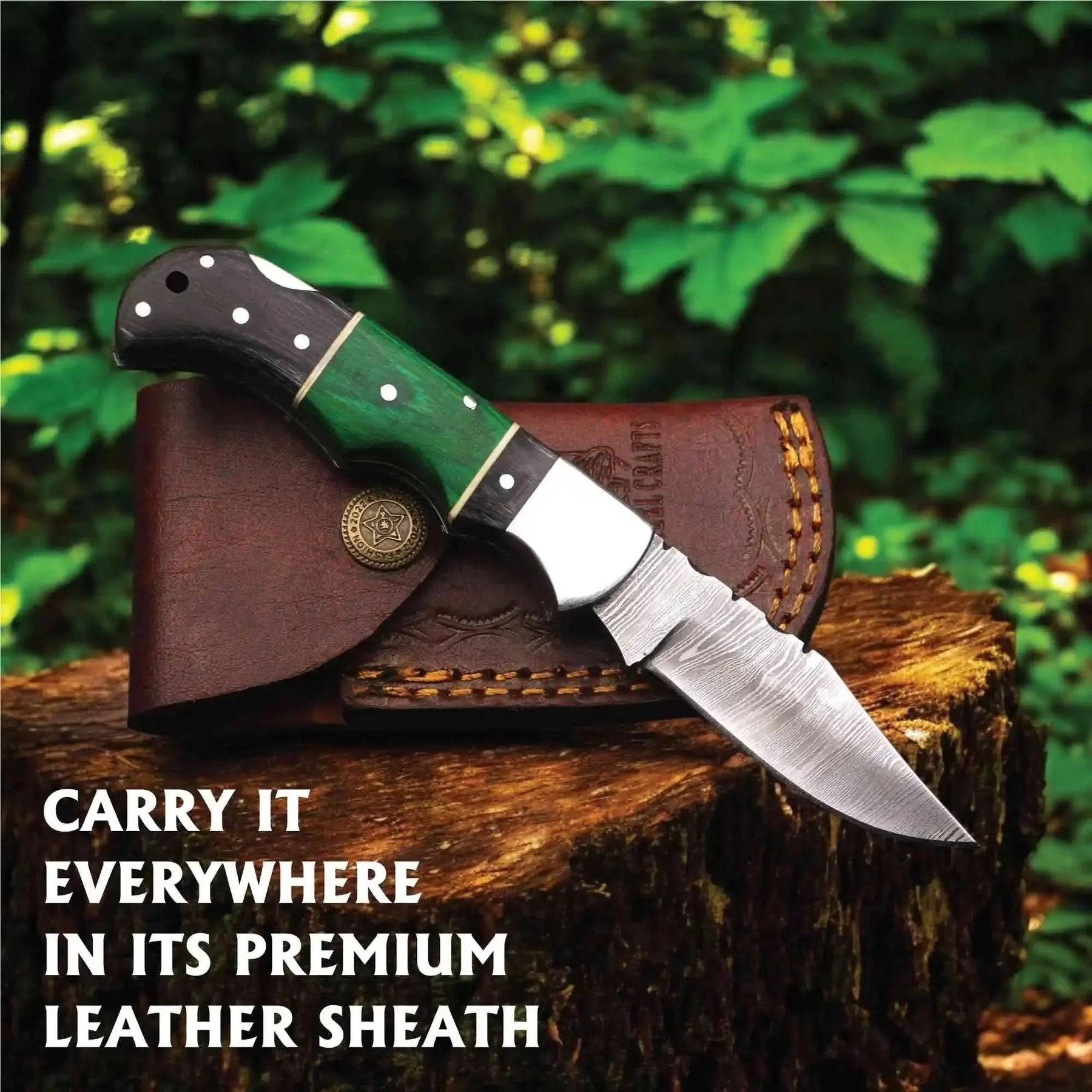 Hand-Forged Cedar Trail Damascus Folding Knife with Pakka Wood Handle by JW SteelCrafts