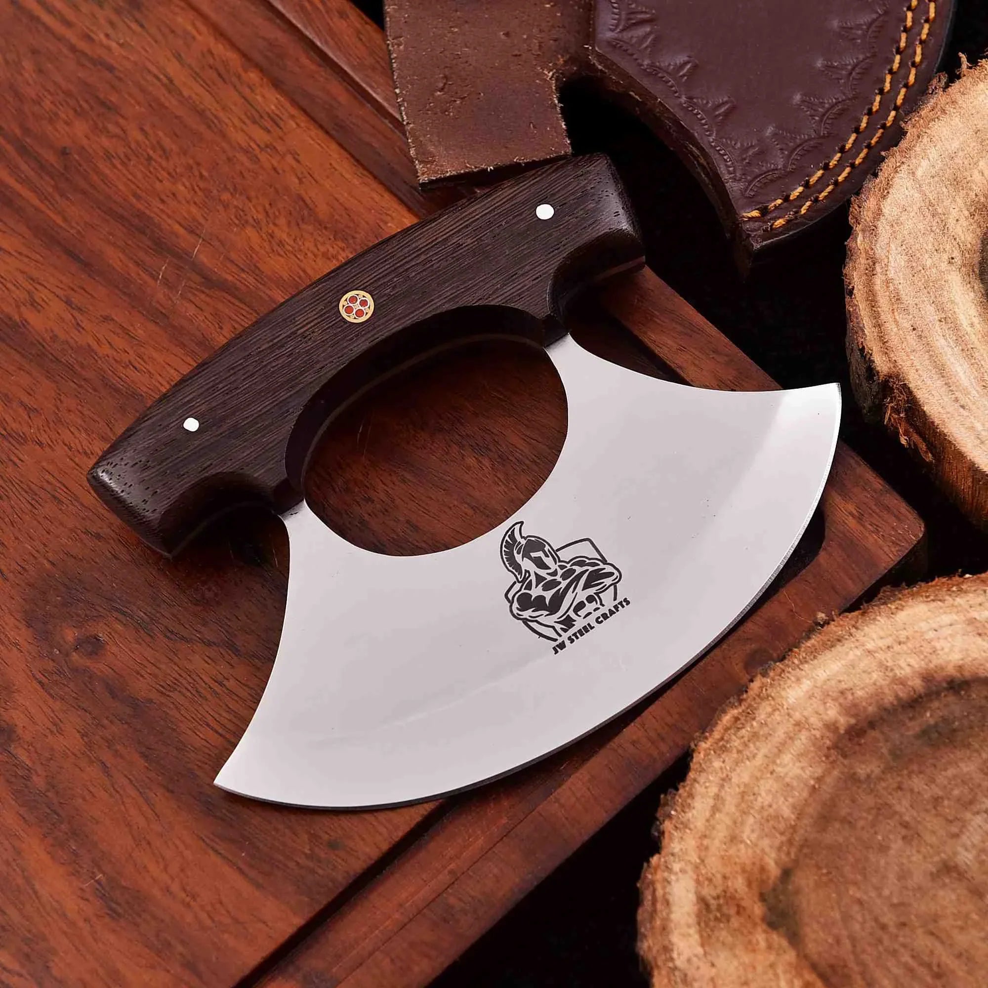 Handmade Ulu Chopper Knife — High Polished Stainless Steel Blade by JW SteelCrafts
