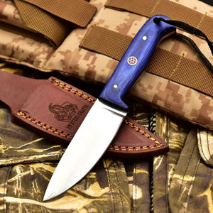Handmade Fixed Blade Stainless Steel Skinning Hunting Knife 8" Mirror Polished Carbon Steel Drop Point detail view by JW