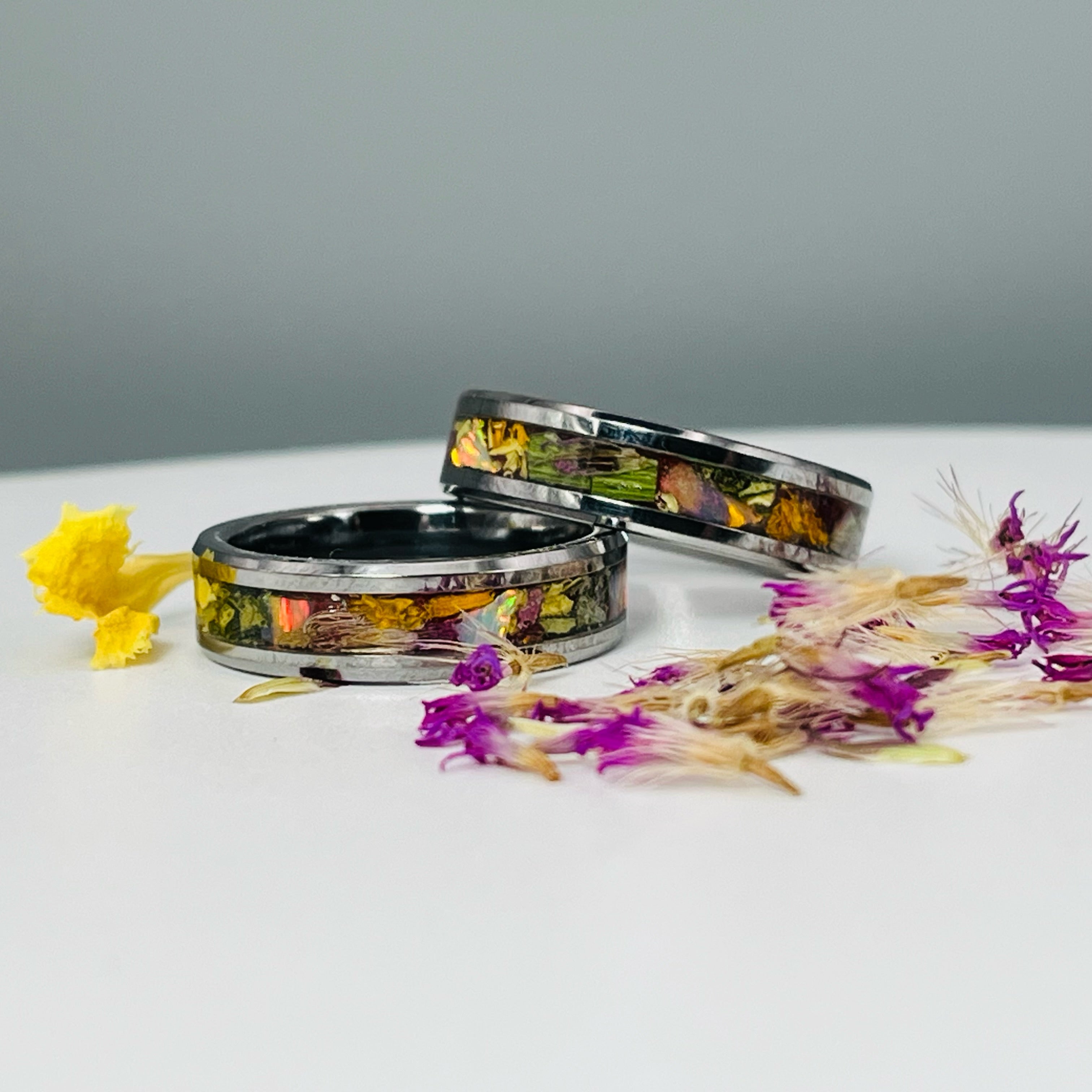 Dried Flowers & Opal Ring ~ Handmade with the Flowers You Send by Cotton Street Art Company, handmade jewelry main product photo