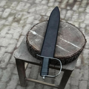 Hand-Forged Carbon Steel Long Blade with Guard | Wrapped Grip | Leather Cover Included detail view by JW SteelCrafts