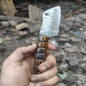 Handmade Damascus Mini EDC Knife — Everyday Carry Survival Tool detail view by JW SteelCrafts