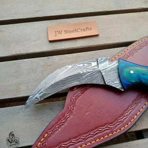 Custom made Hand forged Karambit Knife detail view by JW SteelCrafts