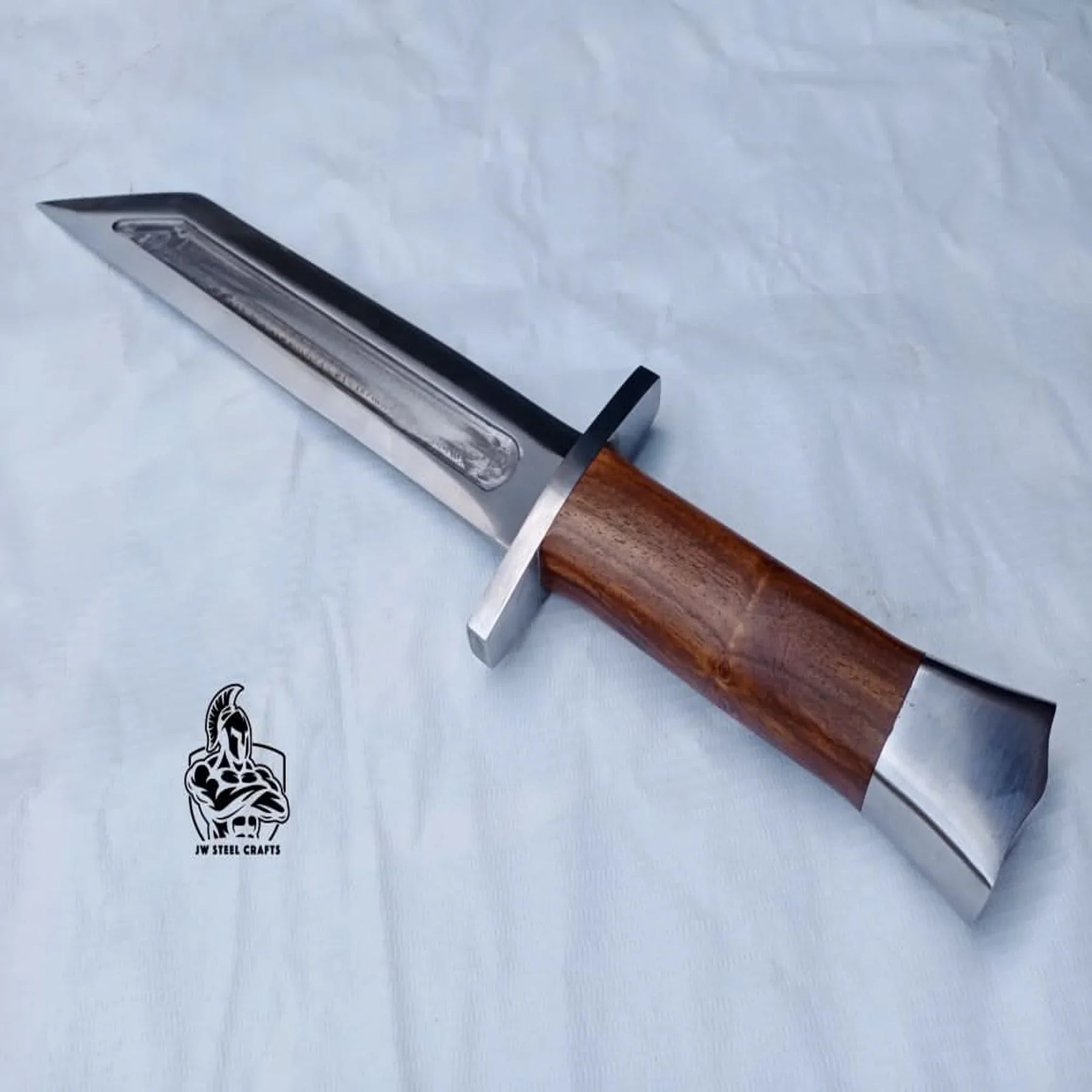 Wolfsteel Guard Seax 13" Handmade Carbon Steel Blade with Cross Guard by JW SteelCrafts
